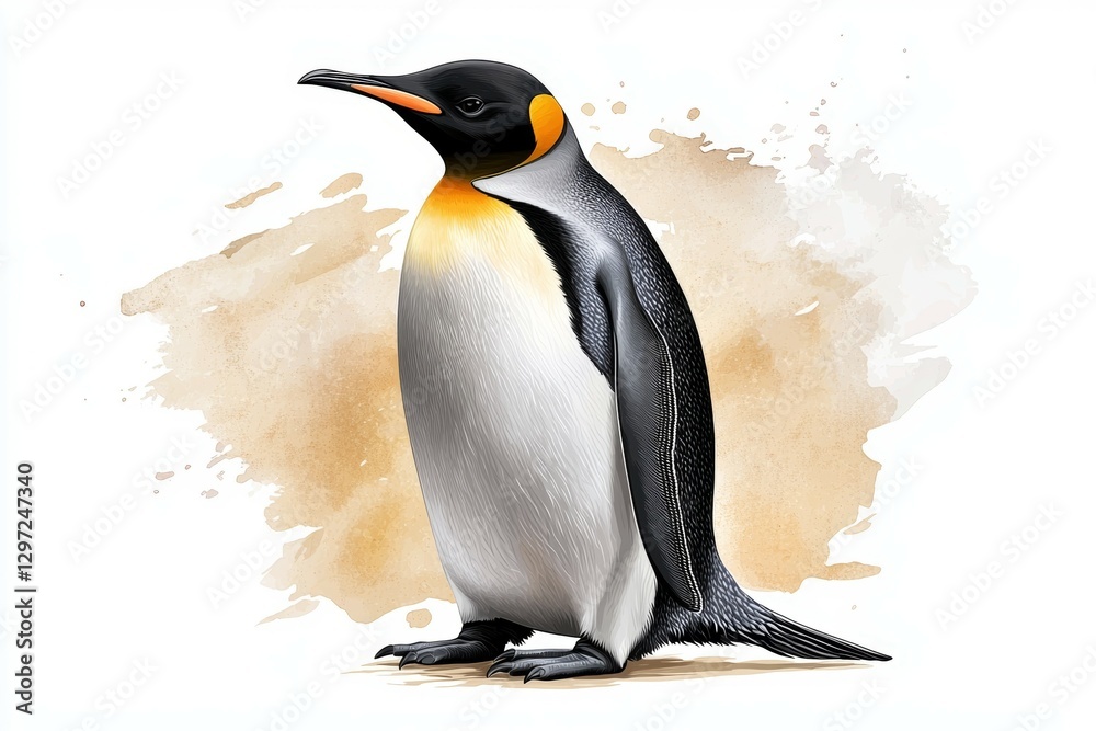 Fototapeta premium Penguin is standing on a sandy beach