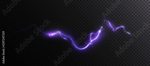 Realistic lightning effect, thunderstorm, stormy weather, electric discharge. Vector illustration
