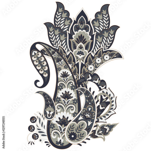 Paisley vector isolated pattern. Floral Vintage illustration