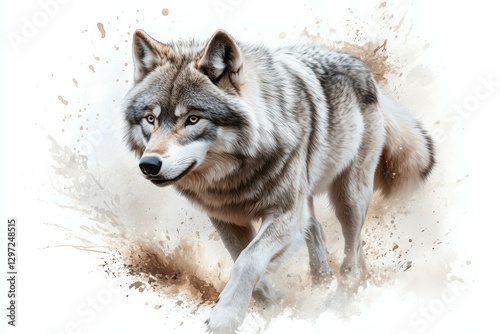 Wallpaper Mural Wolf is walking through a field of dirt Torontodigital.ca