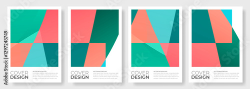 Abstract multicolour poster or vertical background vector set. A4 resolution modern colorful geometric cover design for banner, brochure, flyer, poster, book, annual report, card, presentation.