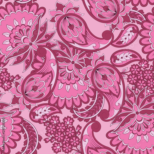 Madhubani, kalamkari, kani seamless pattern. Vector Ajrakh Ikat print patola. Background digital printing textile pattern floral allover design