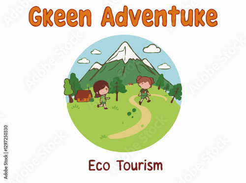 Green Adventure: Eco-Tourism Destination Vector Illustration