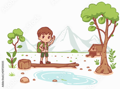 Green Adventure: Eco-Tourism Destination Vector Illustration