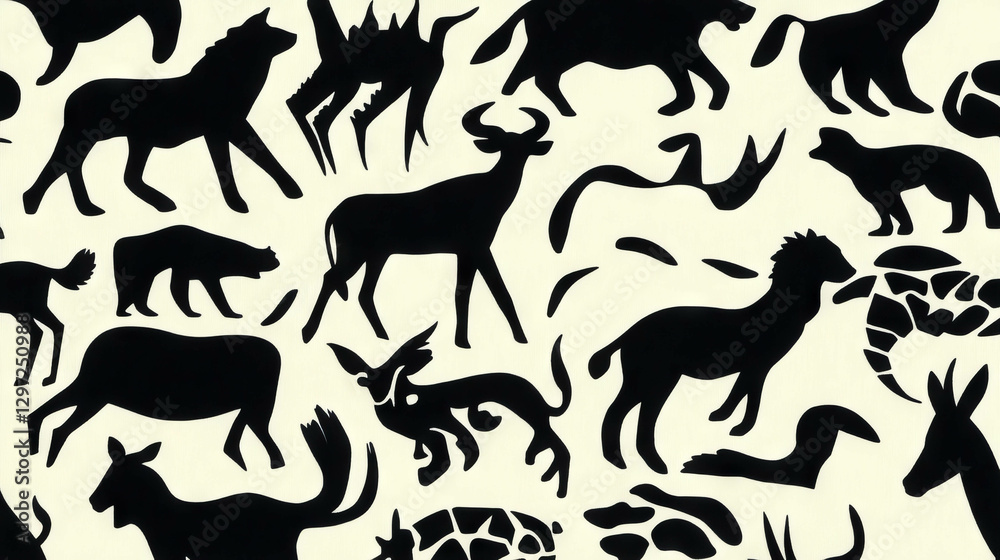 Fabric animal silhouettes background for nature design Fabric animal silhouettes background for nature design