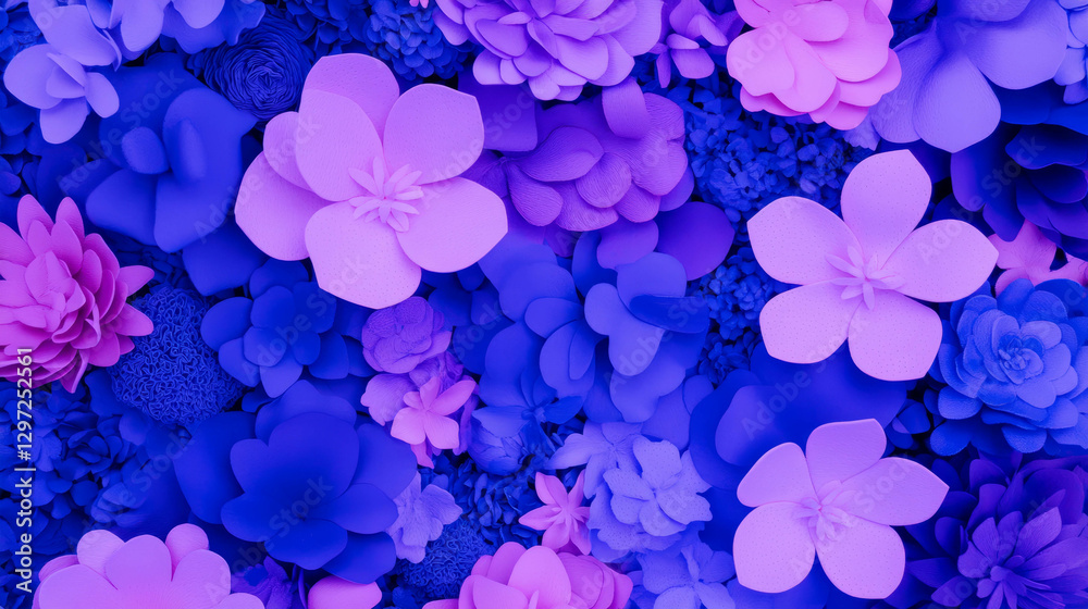 Vibrant floral foam background with varied petal shapes for creative design projects Vibrant floral foam background with varied petal shapes for creative design projects