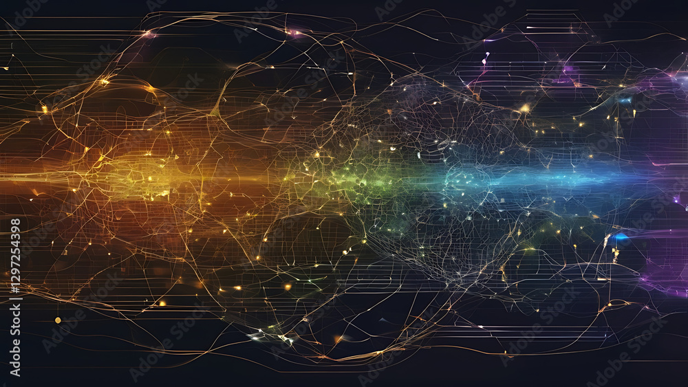 Digital Backdrop for Tech, AI, Neural Networks, Data Encryption & Science.