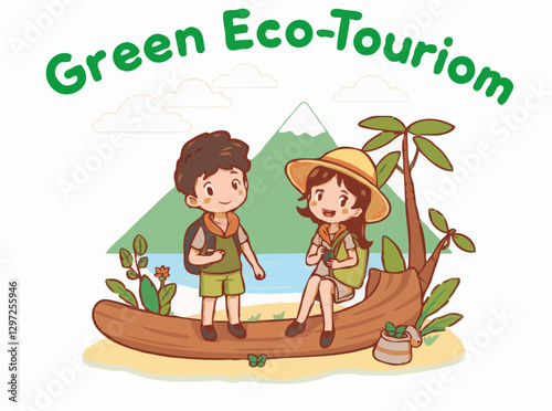 Green Vacation Eco-Tourism Vector Graphic