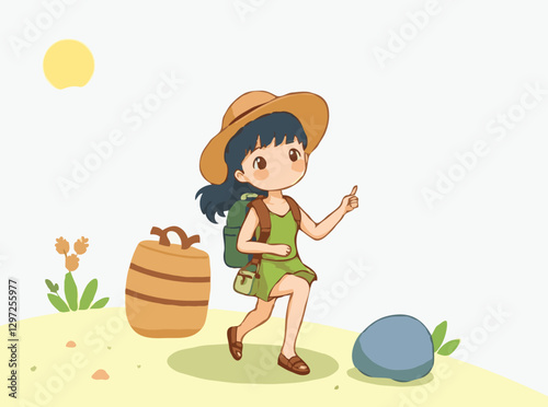 Green Vacation Eco-Tourism Vector Graphic
