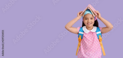 Happy Asian girl with backp...