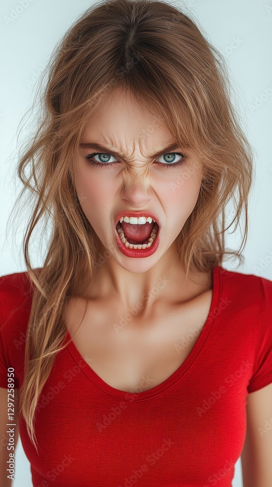 An angry woman stares directly at the camera with an intense expression. Her furrowed brows and tense posture convey frustration, determination, or defiance. An angry woman stares directly at the camera with an intense expression. Her furrowed brows and tense posture convey frustration, determination, or defiance.