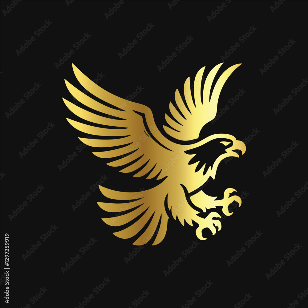 Fototapeta premium Fantasy Gold Eagle Silhouette Illustration