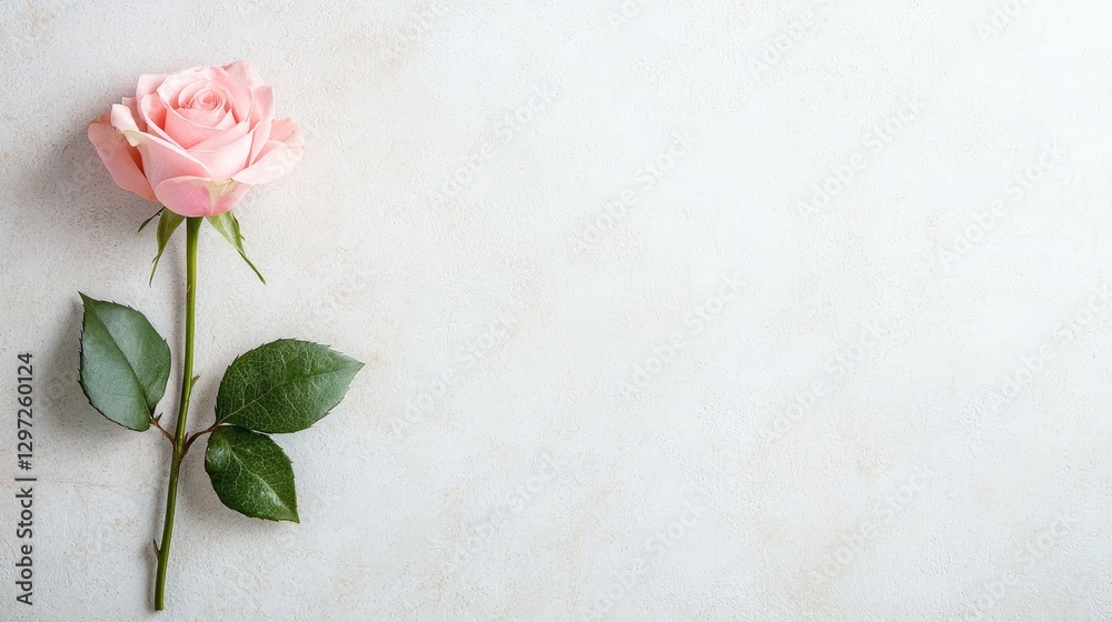 Pink rose on textured background, copy space, greeting card Pink rose on textured background, copy space, greeting card