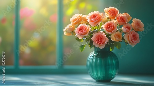 Wallpaper Mural Pastel rose bouquet in glass vase high resolution hd picture Torontodigital.ca