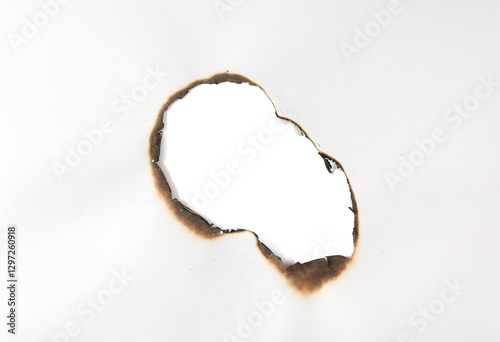 Burnt hole of paper, texture and background, clipping path	