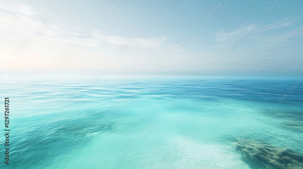 Obraz premium The clear turquoise ocean stretches towards the horizon under a blue sky