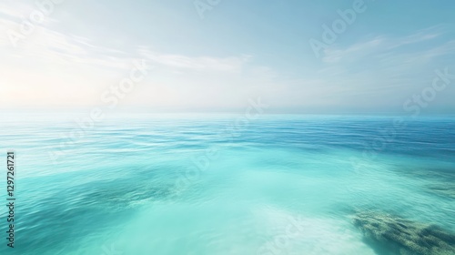 The clear turquoise ocean stretches towards the horizon under a blue sky
