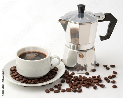 coffee maker and coffee cup photo