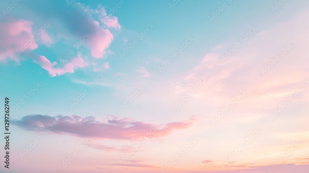 Obraz premium Pink and Blue Sky with Wispy Clouds and Light
