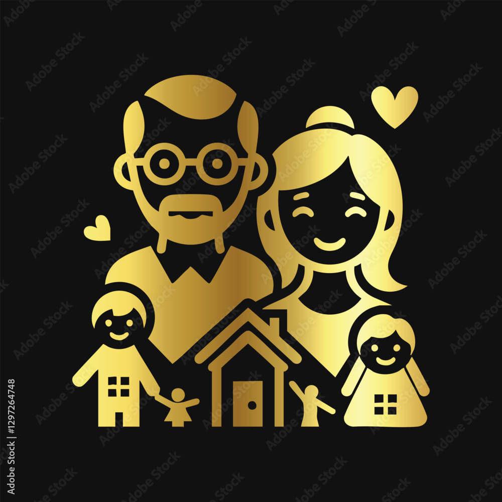 Fototapeta premium Sophisticated Gold Family Graphic Icon 