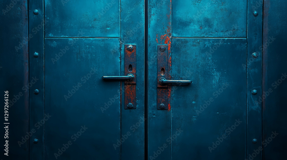 Aged metal door with rusty texture and patina for industrial design Aged metal door with rusty texture and patina for industrial design