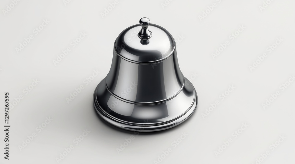 Elegant Silver Bell on White Background: Classic Design for Service, Decor, and Communication Elegant Silver Bell on White Background: Classic Design for Service, Decor, and Communication