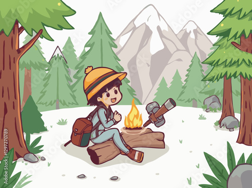 Exploring Nature in Adventure Camping Vector