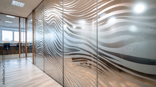 Wavy abstract stripes for modern glass partition designs