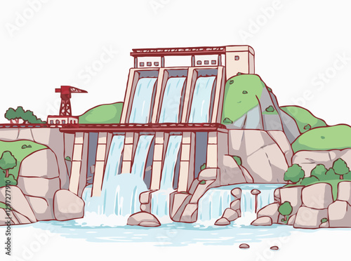 Hydroelectric Power Plant with Cascading Waterfalls