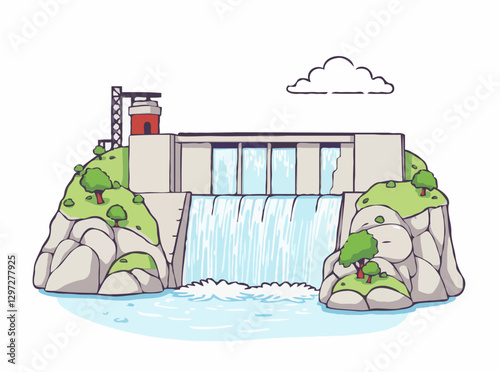 Hydroelectric Power Plant with Cascading Waterfalls