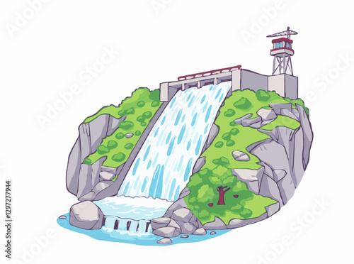 Hydroelectric Power Plant with Cascading Waterfalls
