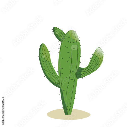 Tall succulent cactus with thorns isolated element. Vector drawing illustration for icon, game, packaging, banner. Wild west, western, cowboy concept.