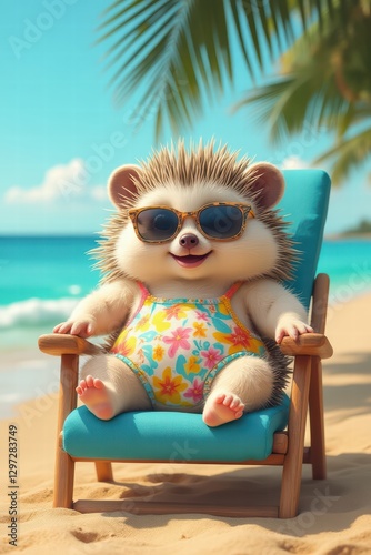 erizo tomando el sol en la playa 