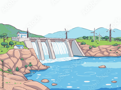 Hydroelectric Dam Providing Renewable Energy