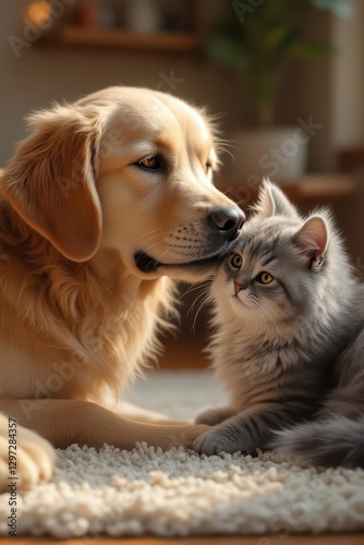perro y gatos besandose 