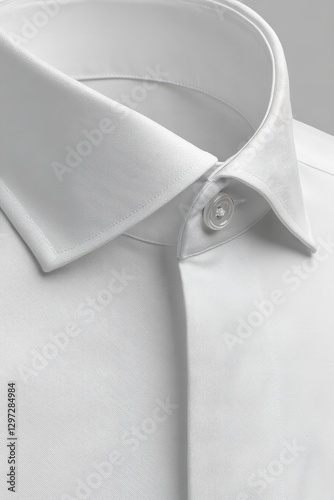 Premium white poplin shirt featuring a structured collar in refined studio settings