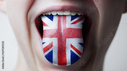 Tongue painted with the UK flag