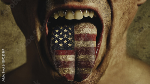 Tongue painted with the USA flag