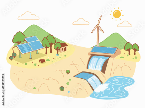 Eco-Friendly Power Generation: Solar Panels and Hydro Plants