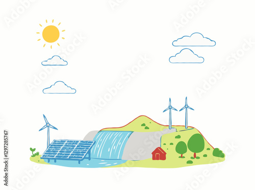 Eco-Friendly Power Generation: Solar Panels and Hydro Plants