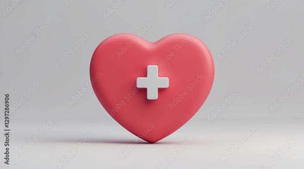 Obraz premium Heart with Medical Cross: Symbol of Health and Care