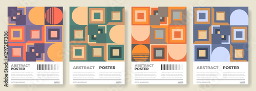 Abstract geometric poster or vertical background vector set. Modern colorful cover design template collection for banner, brochure, flyer, poster, book, annual report, card, presentation.