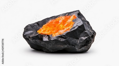 Isolated Volcanic Rock with Orange Glow and Lava-Like Surface. Generative AI photo