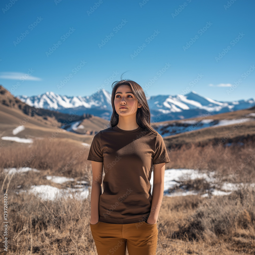 Naklejka premium woman in the mountains