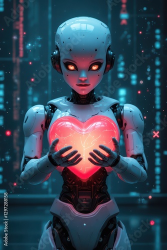 Robot con corazón en la mano 