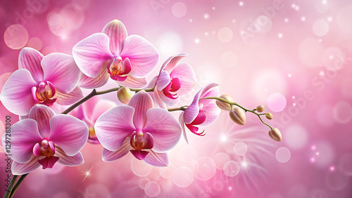 Delicate Pink Orchid Floral Background – Spring Greeting Card Design with Copy Space.