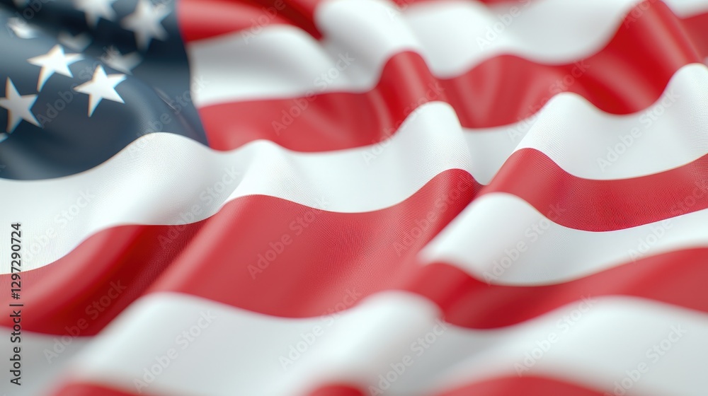 Obraz premium Close-up American flag, fabric texture, waving, patriotism