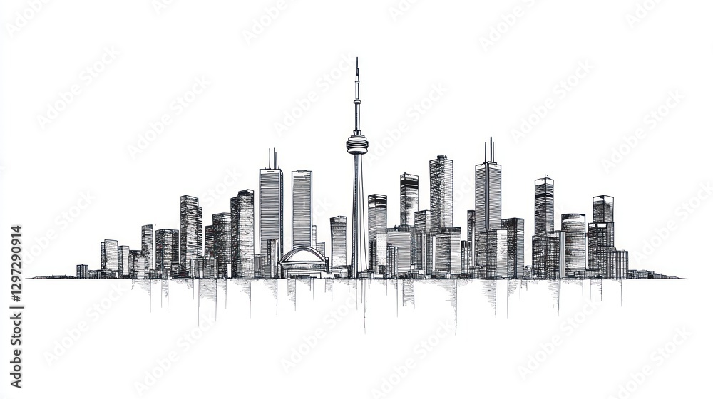 Fototapeta premium Toronto Skyline Hand-Drawn Illustration