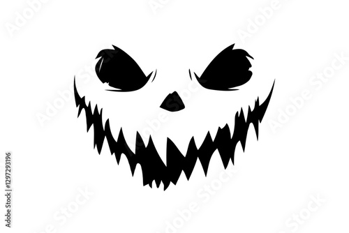 Scary Halloween face design, silhouette style, on white background. Concept of horror