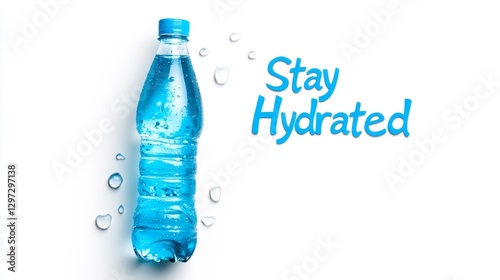 Bottle of water with Stay Hydrated label isolated on white background. Generative AI